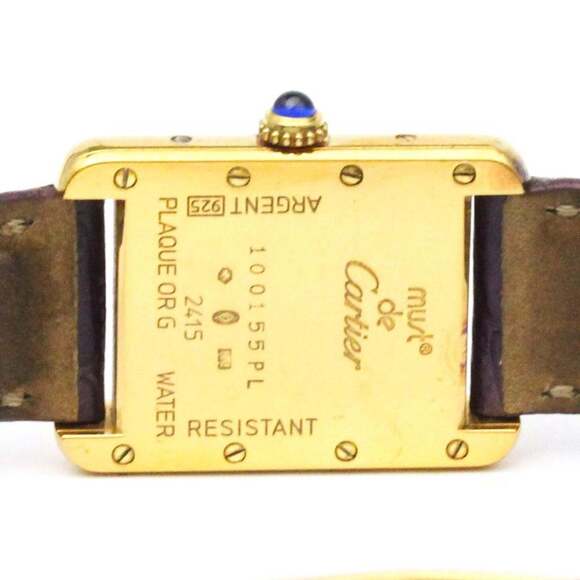 CARTIER Must Tank Vermeil Gold Plated Leather Quartz Ladies Watch W1017554 - Picture 6 of 8